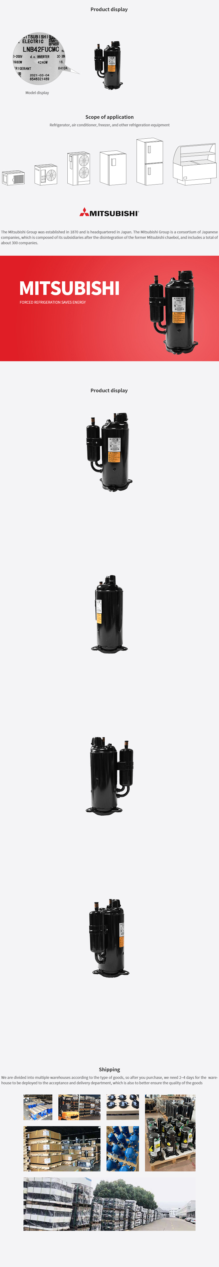 Mitsubishi Compressor LNB42FUCMC, technical parameters pdf, structure diagram